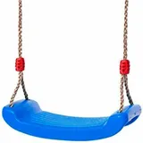 Columpio para niños con asiento plástico azul y cuerda trenzada regulable